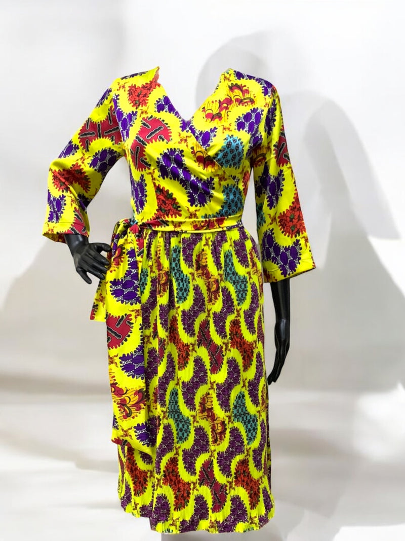 NKEM Pleated Silk and Chiffon Dress