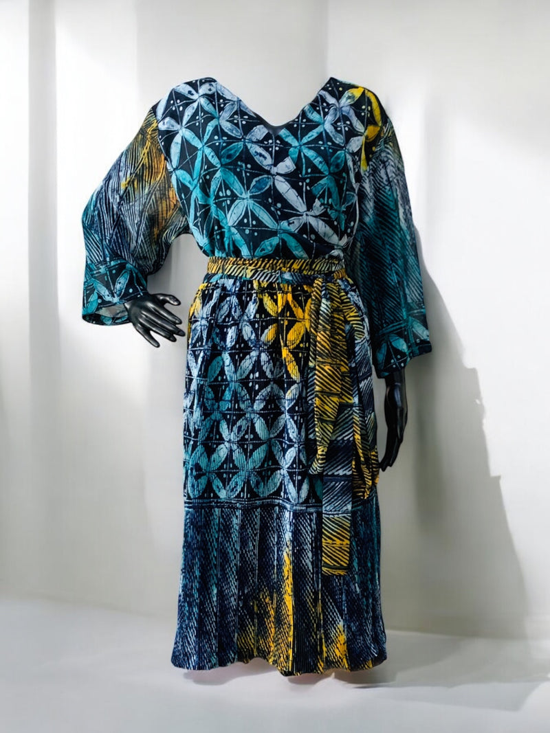 NKEM Pleated Silk and Chiffon Dress