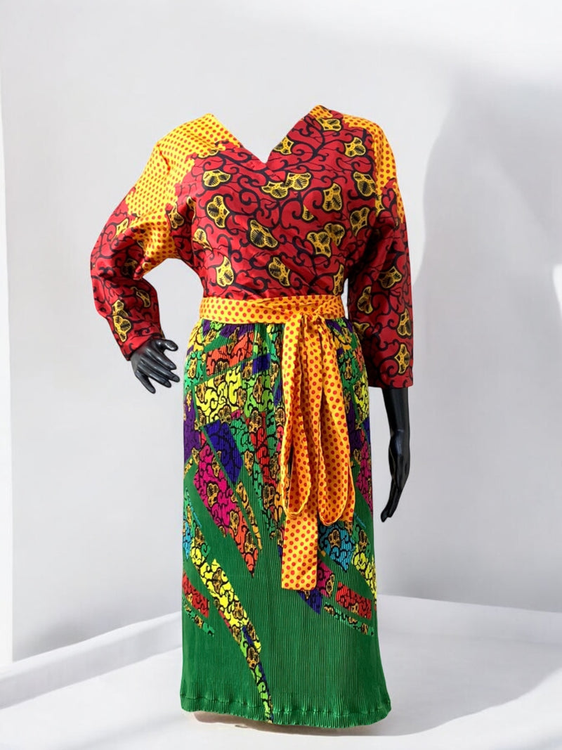 NKEM Pleated Silk and Chiffon Dress