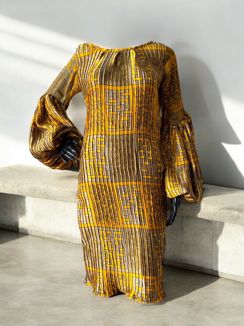 JIDECHI Pleated Silk Dress