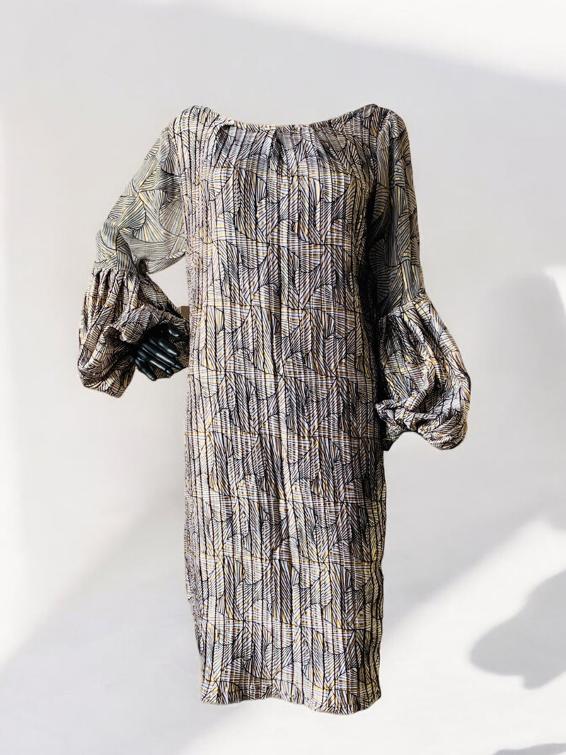 JIDECHI Pleated Silk Dress