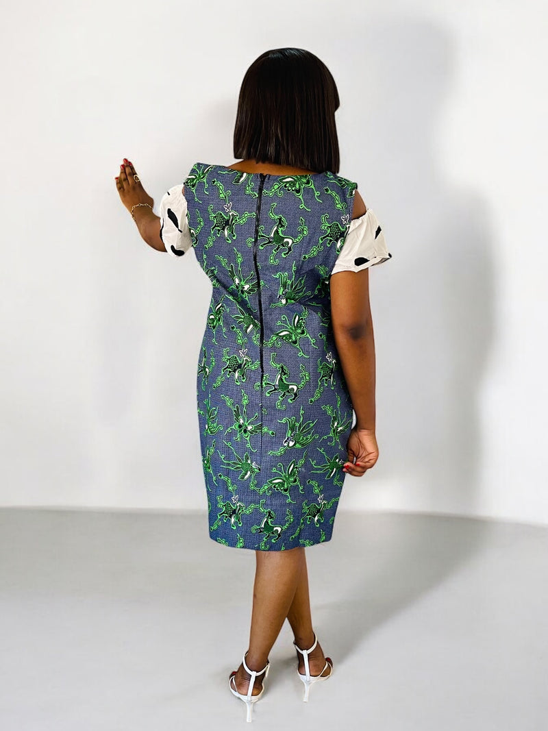 Ankara Shift Dress • Taffeta Sleeve