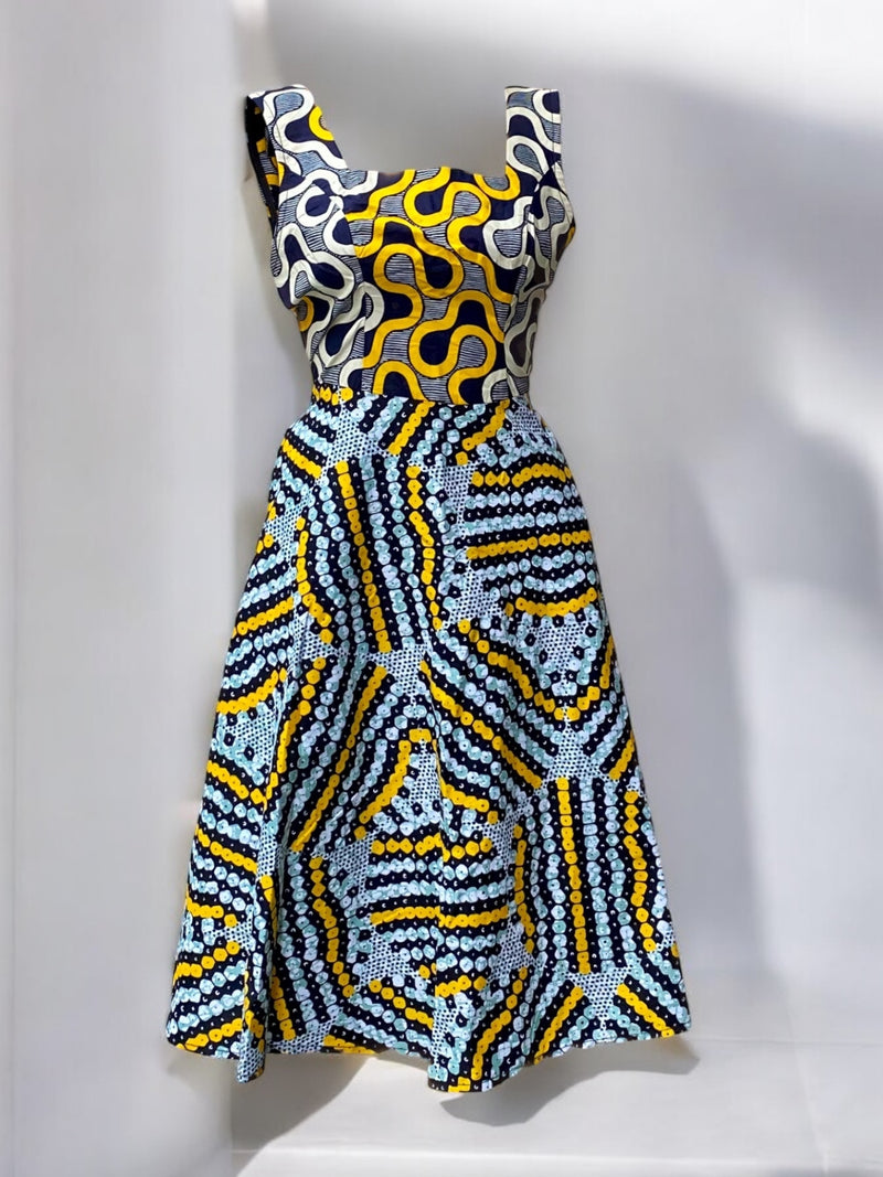 GRACIE Sleeveless Ankara Pinafore Dress