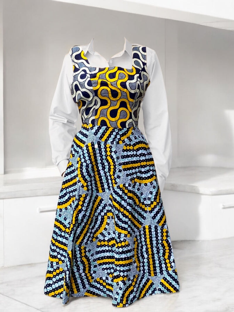 GRACIE Sleeveless Ankara Pinafore Dress