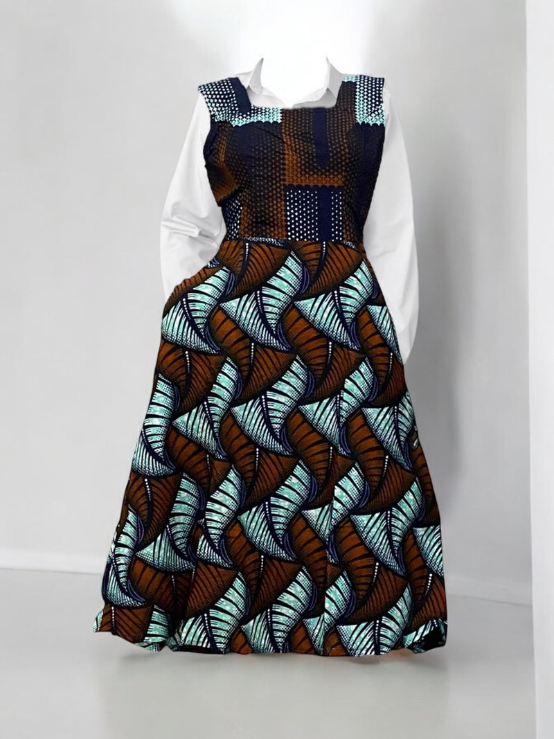 GRACIE Sleeveless Ankara Pinafore Dress