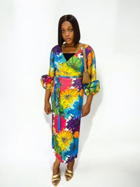 COLOURS SPLASH Wrap Dress