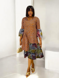 KASIE Ankara-Adire Shift Dress