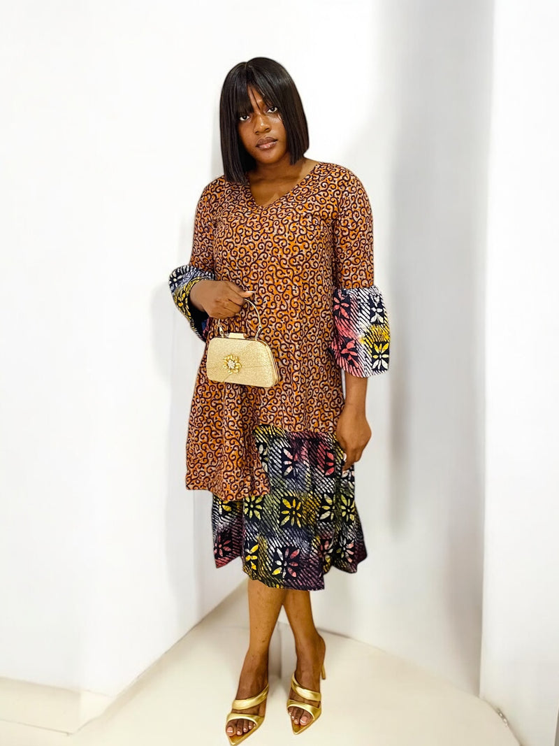 KASIE Ankara-Adire Shift Dress