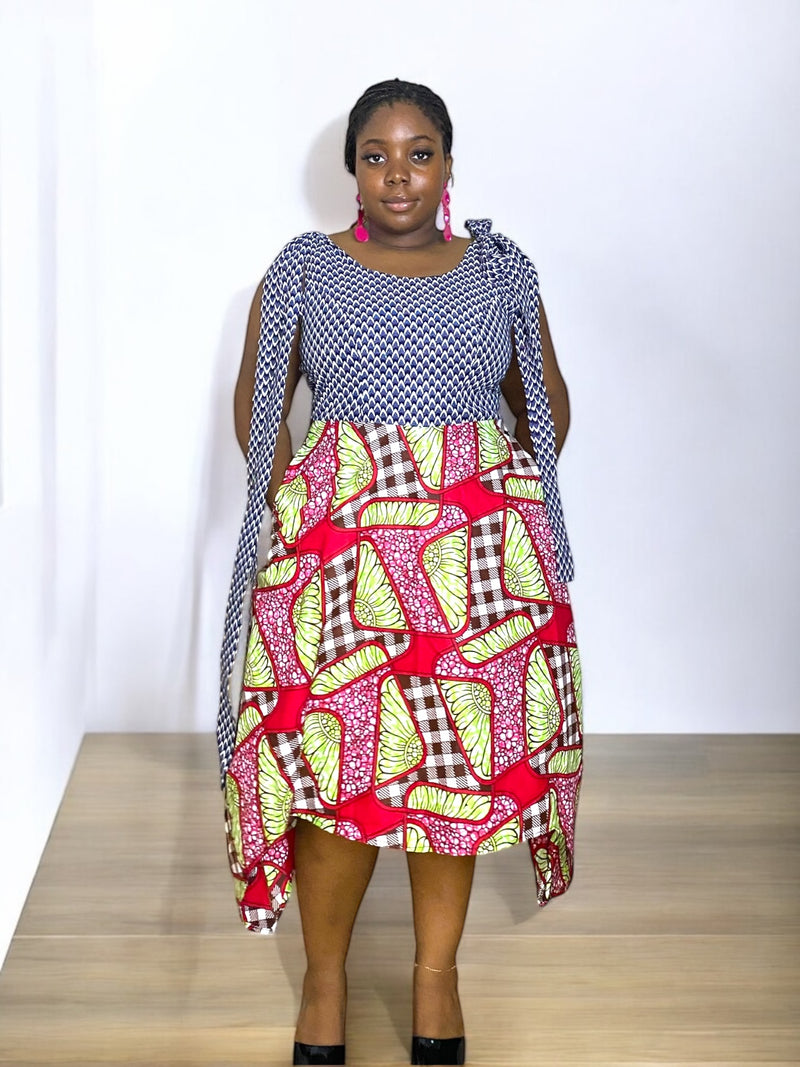 OZIOMA Ankara Mix and Match Print Dress
