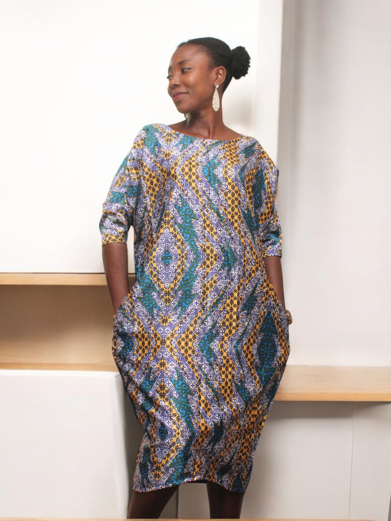 KAFTAN Silk & Chiffon SHIFT Dress