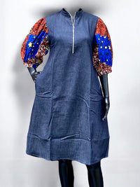 Denim Ankara Shirt Dress