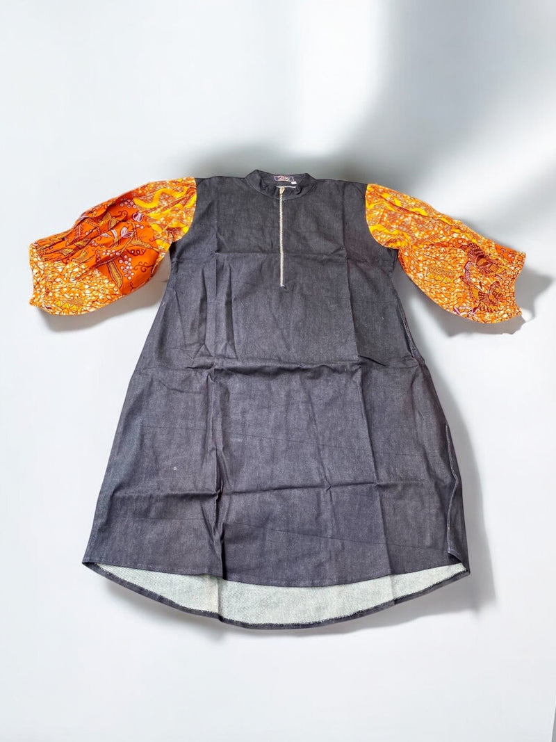 Denim Ankara Shirt Dress
