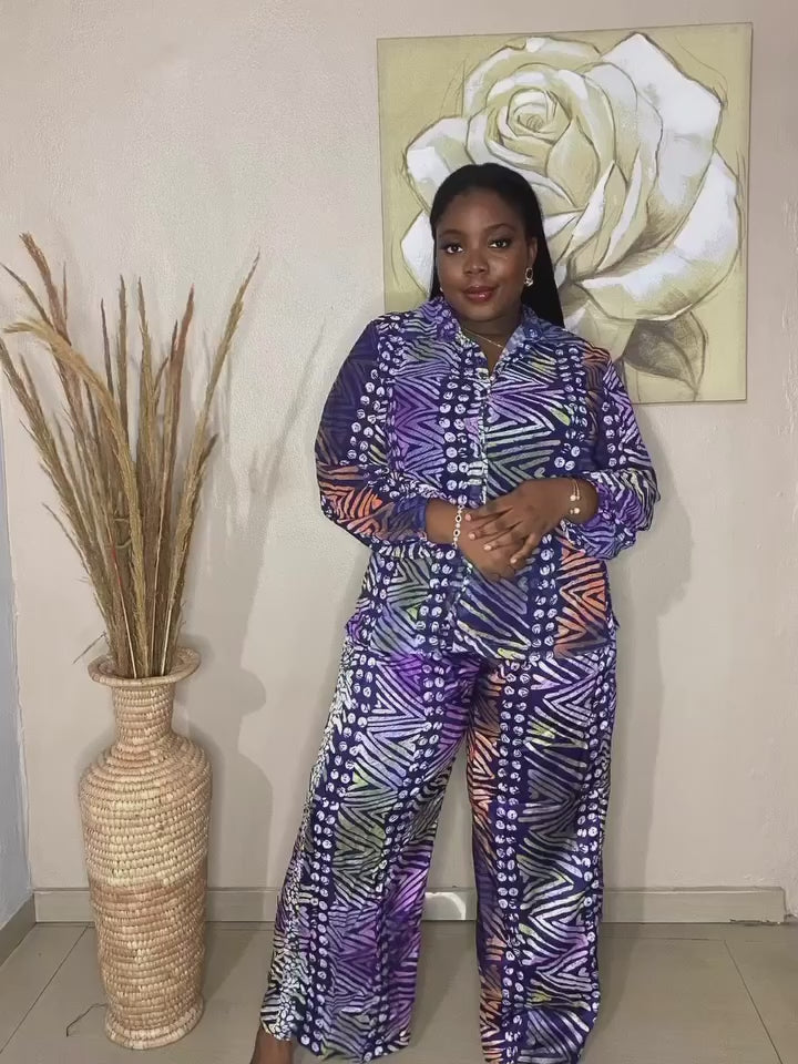 EKUNDAYO Silk & Chiffon Pant Set